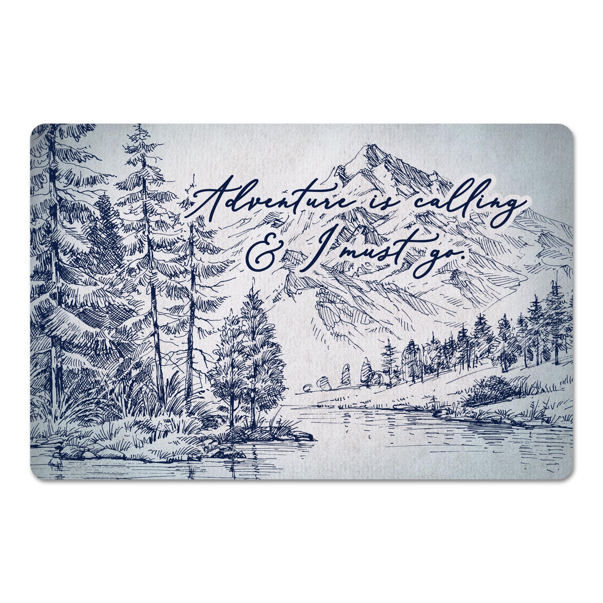 Mountaforest Drawing Blue 27x18 Floor Mat